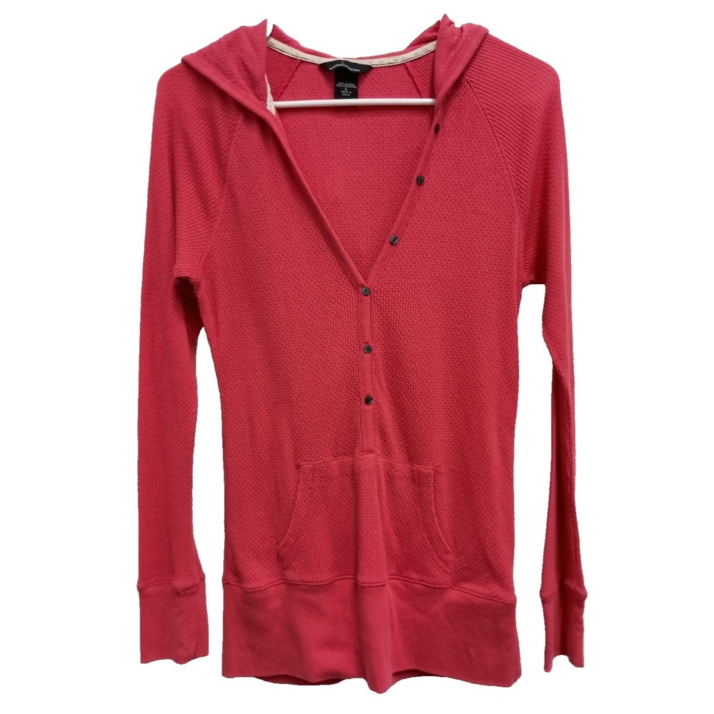 VTG‎ Y2K Moda International Hoodie Womens Large Pink Thermal Grunge Long Sleeve